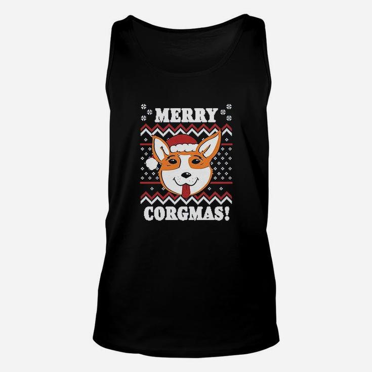 Merry Corgmas Corgi Dog Mom Ugly Christmas Unisex Tank Top