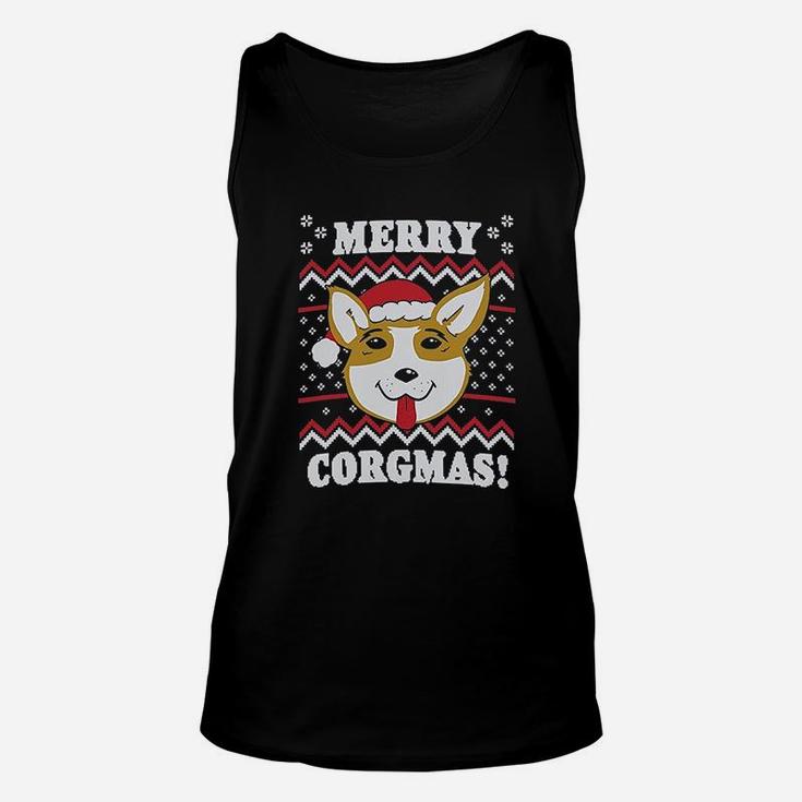 Merry Corgmas Ugly Christmas Dog Dad Lover Hilarious Funny Unisex Tank Top