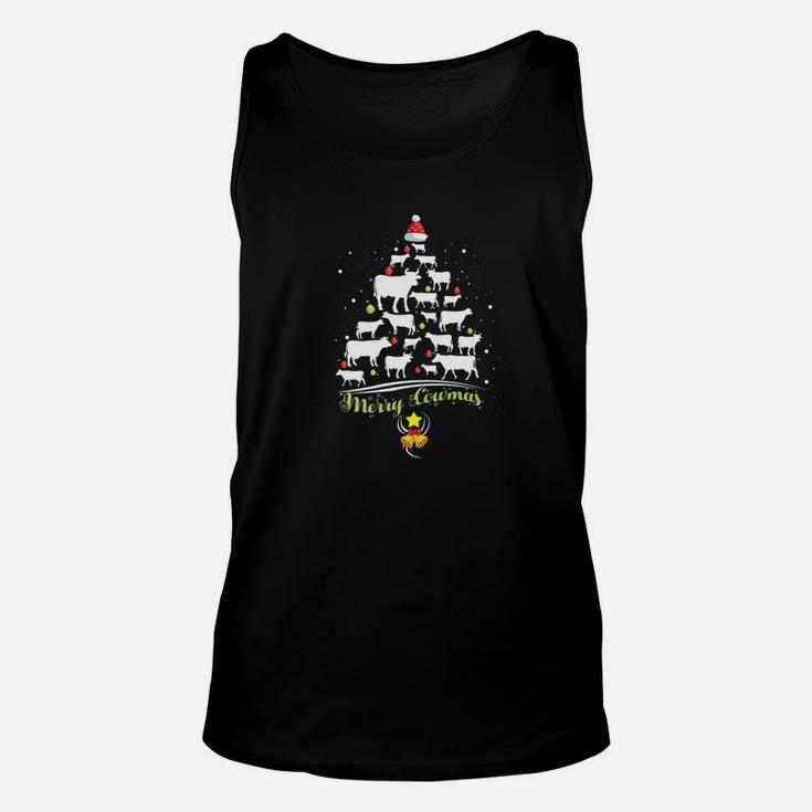 Merry Cowmas Funny Cow Lover Christmas Tree Xmas Gift Unisex Tank Top