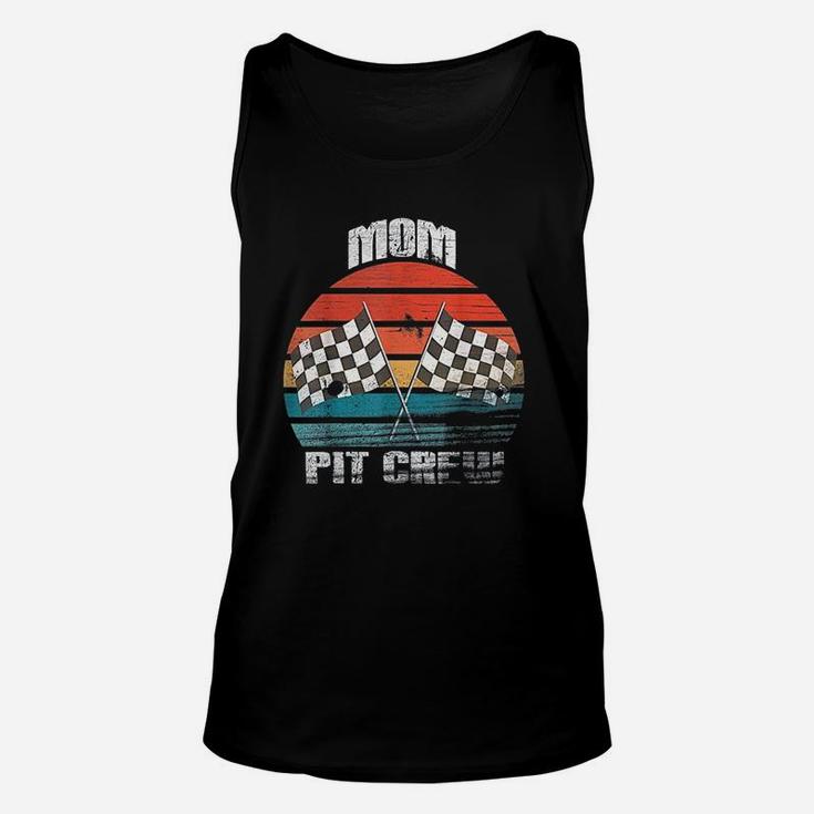 Mom Pit Crew Race Car Chekered Flag Vintage Racing Unisex Tank Top