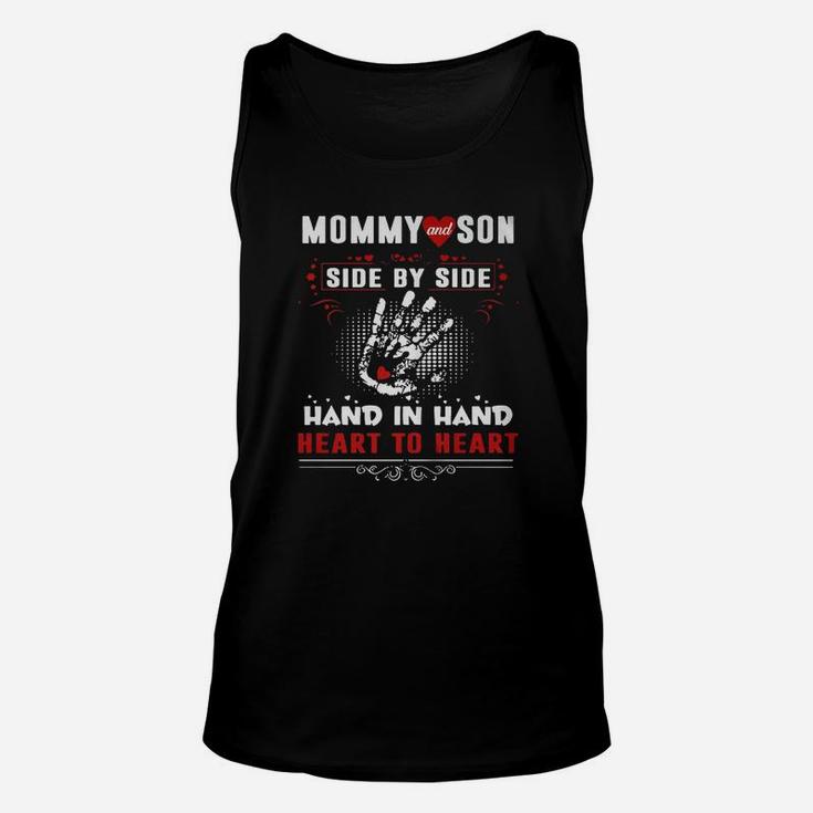 Mommy And Son Side By Side Hand In Hand Heart To Heart Unisex Tank Top
