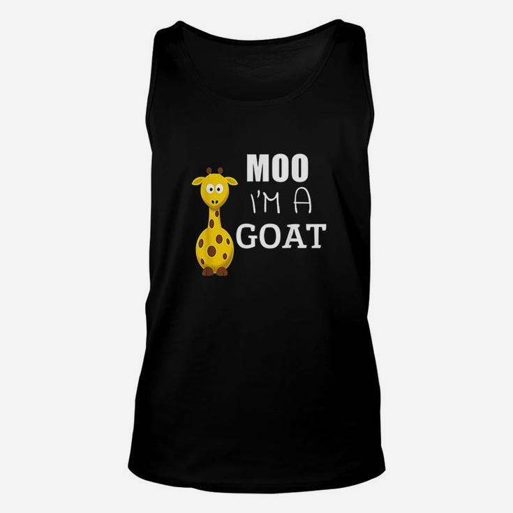 Moo I Am A Goat Funny Cartoon Giraffe Graphic Ironic Unisex Tank Top