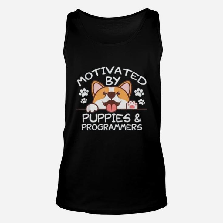 Motivated By Puppies And Programmers Programmer Gift Unisex Tank Top