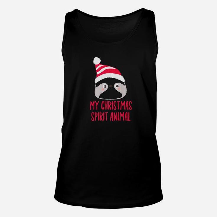 My Christmas Spirit Animal Sloth Hat Holiday Gift Unisex Tank Top