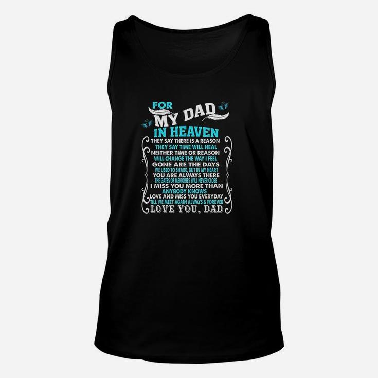 My Dad In Heaven Poem For Daughter Son Loss Dad In Heaven Unisex Tank Top