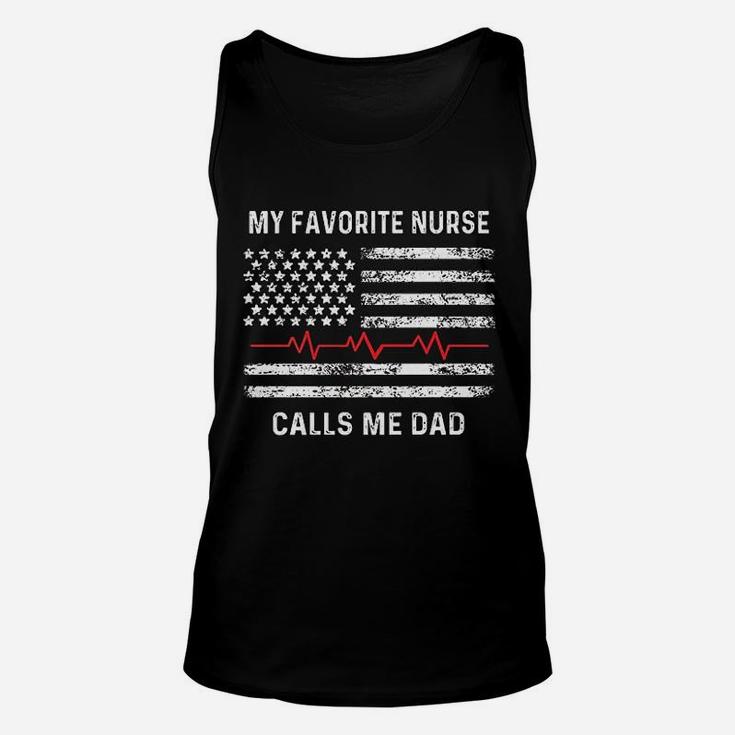 My Favorite Nurse Calls Me Dad American Flag Nurse Unisex Tank Top