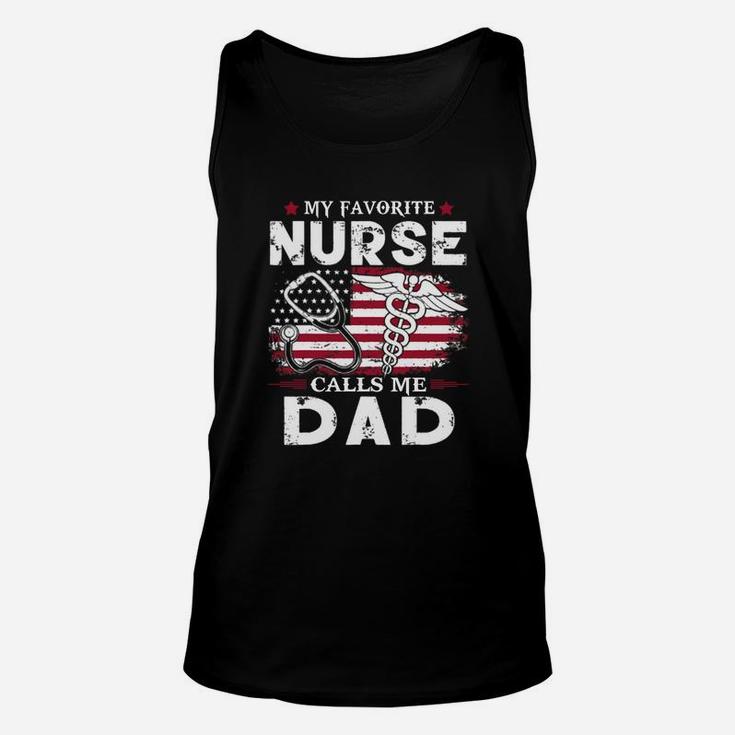 My Favorite Nurse Calls Me Dad Father Day American Flag Shirt Unisex Tank Top