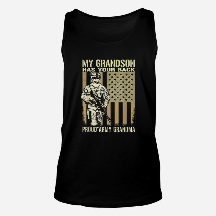 My Grandson Has Your Back Proud Army Grandma Military Gift Unisex Tank Top