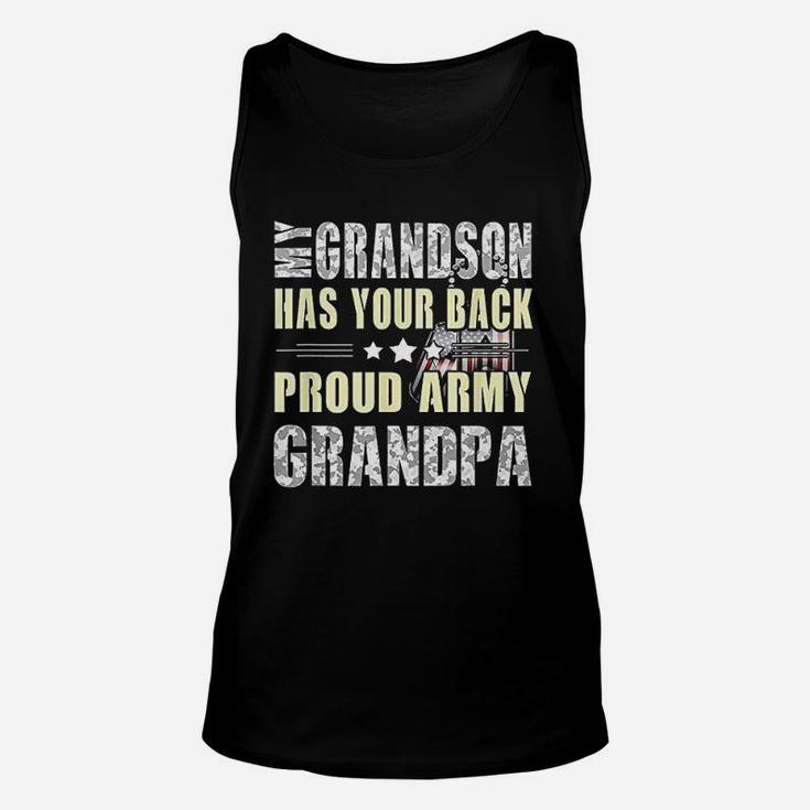 My Grandson Has Your Back Proud Army Grandpa Military Unisex Tank Top