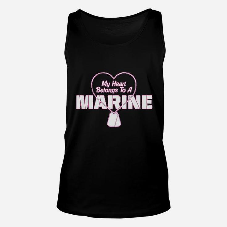 My Heart Belongs To A Marine Pink Unisex Tank Top