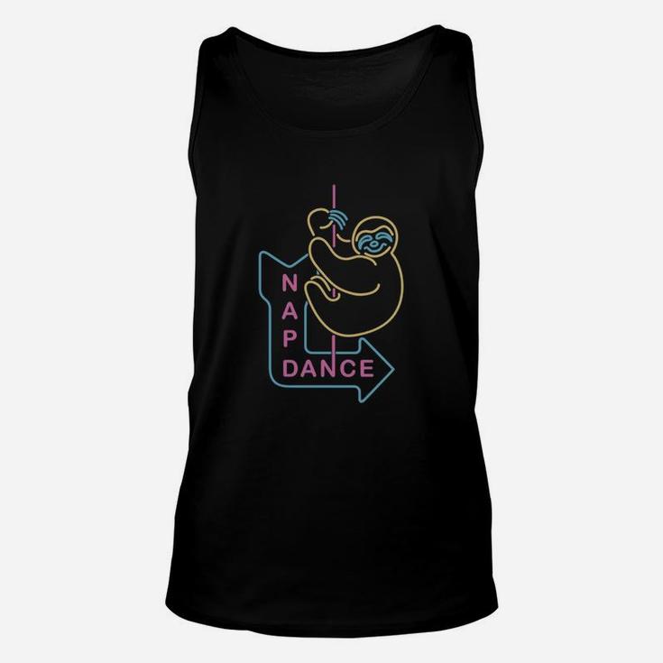 Nap Dance Neon Sign Sloth Pun Graphic T-shirt Unisex Tank Top