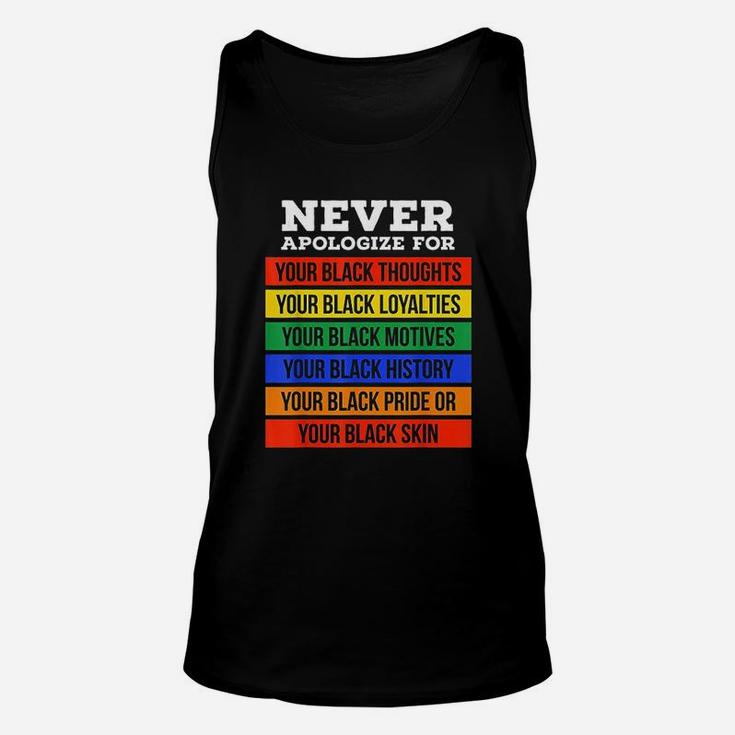 Never Apologize For Your Blackness Black History Month Unisex Tank Top