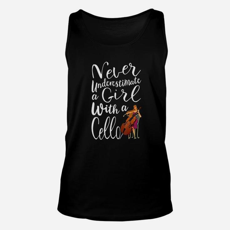 Never Underestimate A Girl With A Cello Cool Gift For Girls Unisex Tank Top