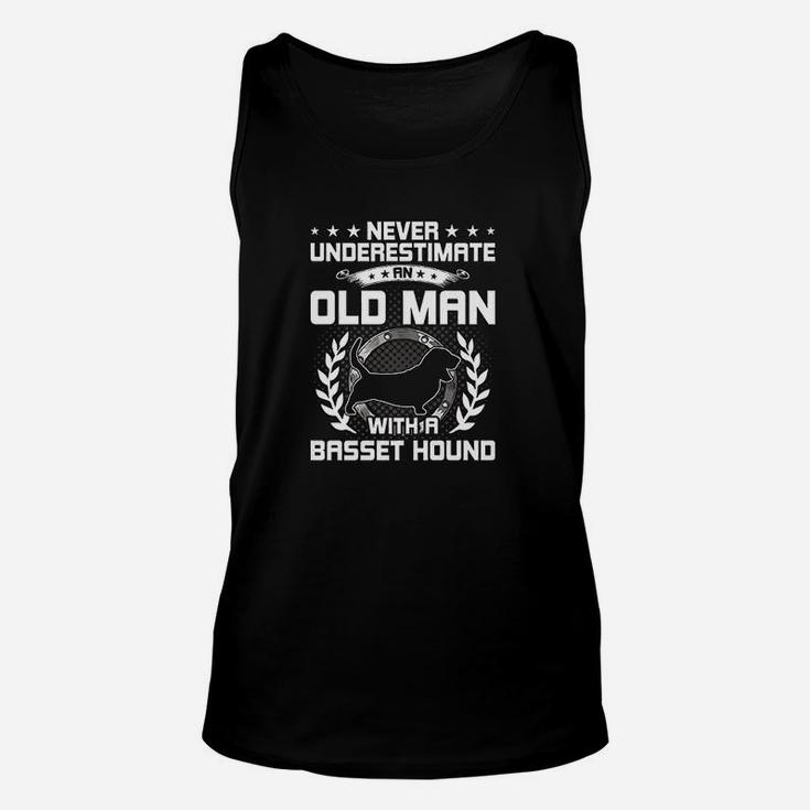 Never Underestimate An Old Man With A Basset Hound Unisex Tank Top