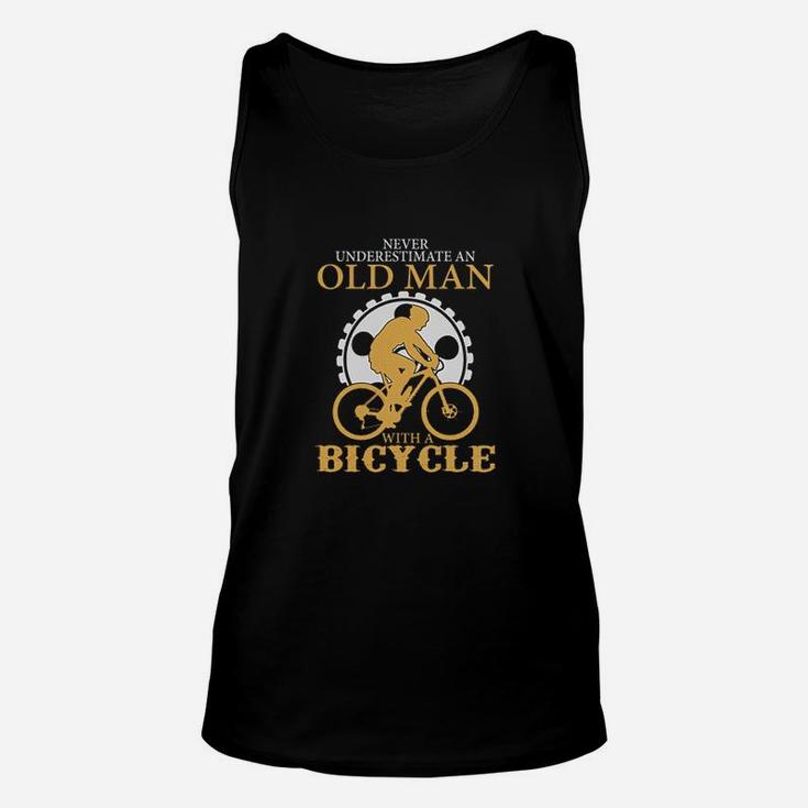 Never Underestimate An Old Man With A Bicycle Unisex Tank Top