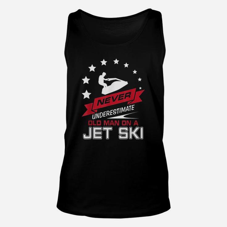 Never Underestimate Skiing Father And Grandpa Unisex Tank Top