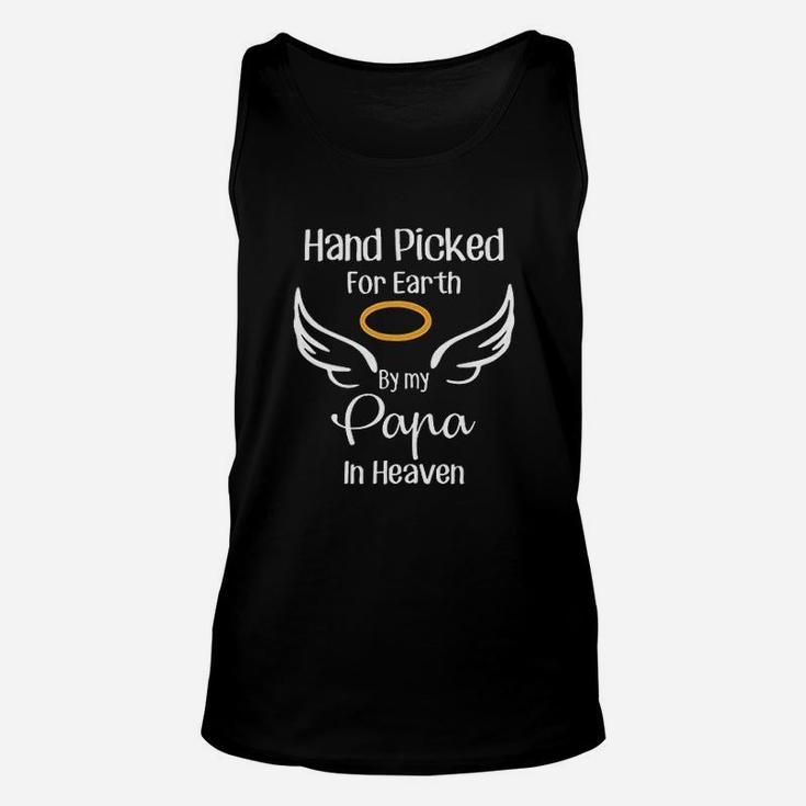 Newborn Infant Baby Rompers Hand Picked For Earth By My Papa In Heaven Unisex Tank Top