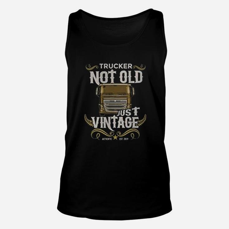 Not Old Just Vintage Authentic Retro Style Retired Trucker Unisex Tank Top