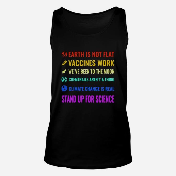 Official Lgbt Earth Is Not Flat Vaccines Work We ‘ve Been To The Moon Unisex Tank Top