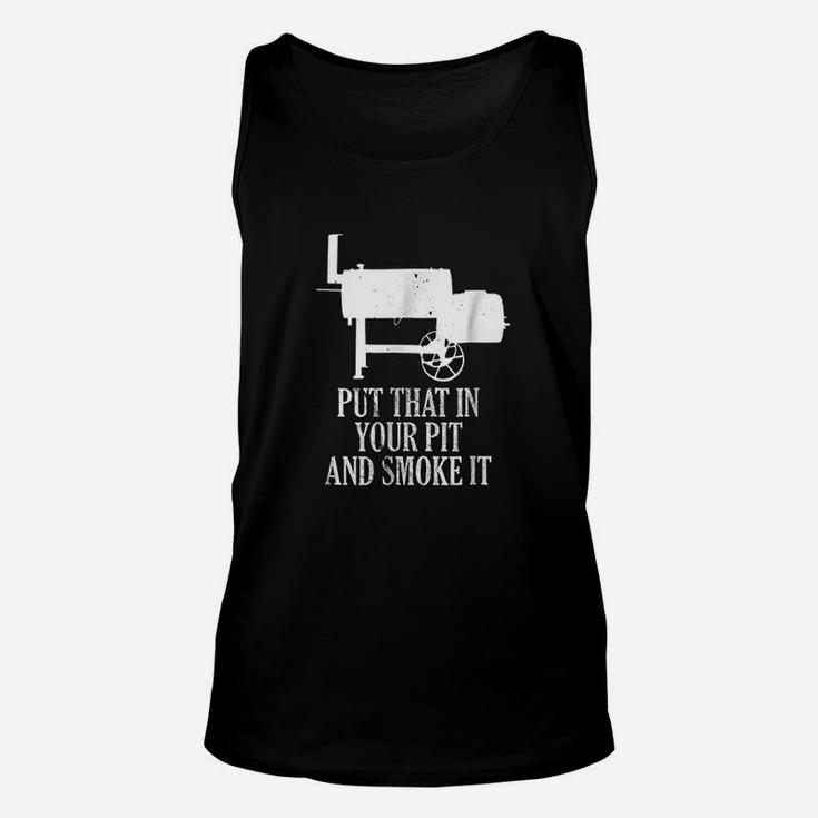 Offset Smoker Bbq Pit Accessory Pitmaster Funny Dad Gift Men Unisex Tank Top