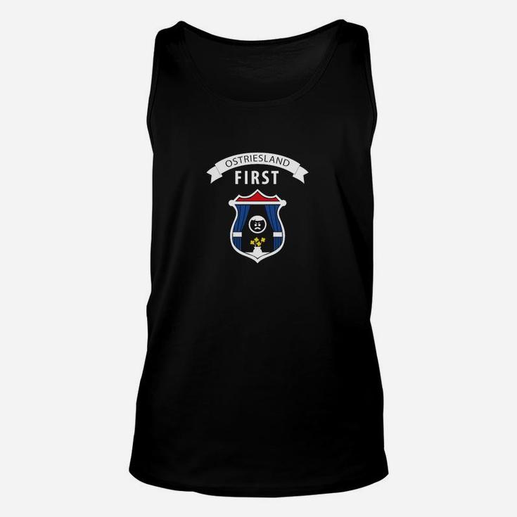 Ostfriesland First Hochwertiges Schwarzes Unisex TankTop mit Emblem-Design