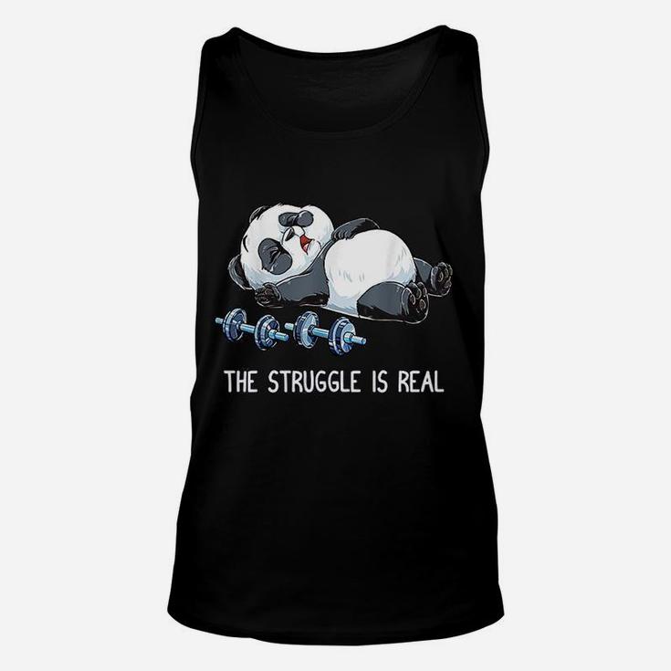 Panda The Struggle Is Real Weightlifting Fitness Gym Funny Unisex Tank Top