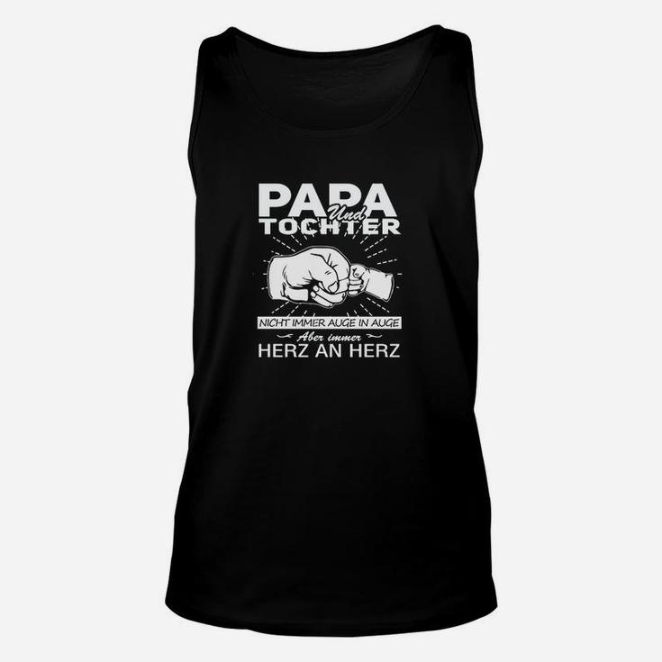 Papa und Tochter Herz an Herz Unisex TankTop, Schwarz mit Aufdruck