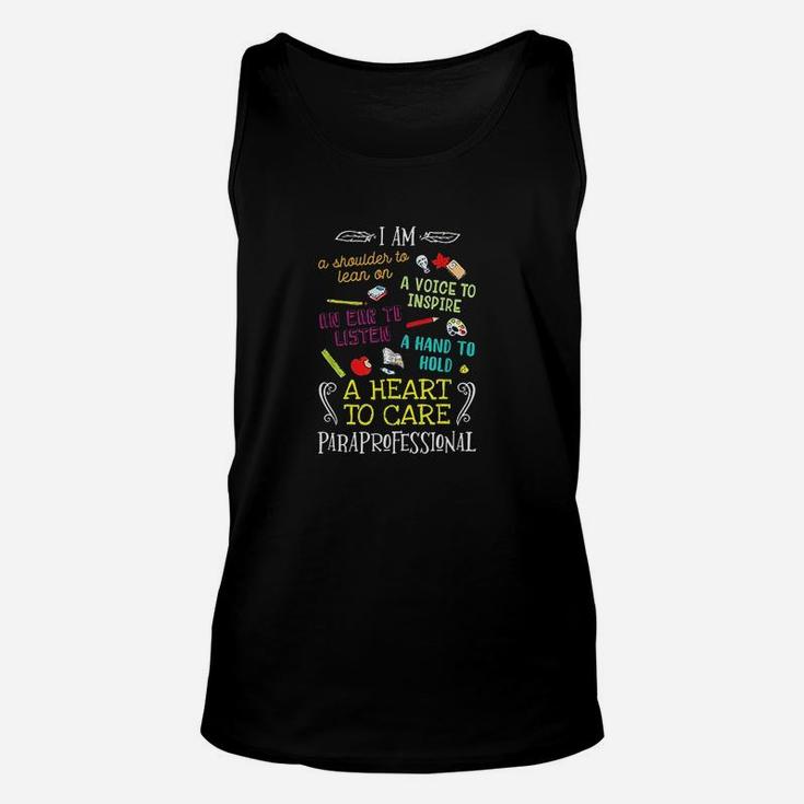 Paraprofessional Heart To Care Paraprofessional Unisex Tank Top