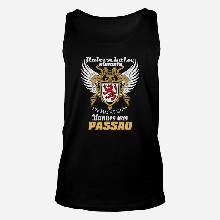 Passau Stolz Adler Unisex TankTop für Herren, Schwarz mit Wappen & Spruch