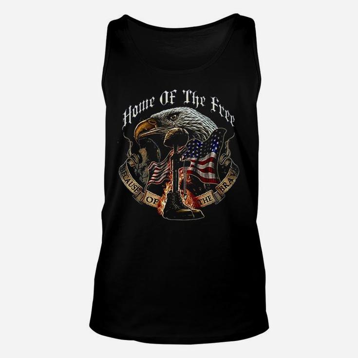 Patriotic Home Of The Free American Flag Marine Corps Us Army Air Force Us Navy Military Unisex Tank Top
