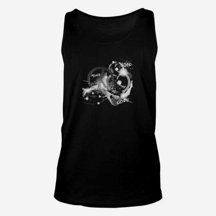 Peace-Tech-No-Love Schwarzes Unisex TankTop, Unisex Designermode