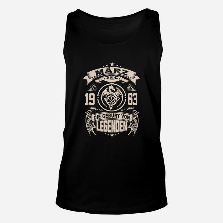 Personalisiertes Geburtsjahr-Legenden Unisex TankTop März 1963, Retro Design