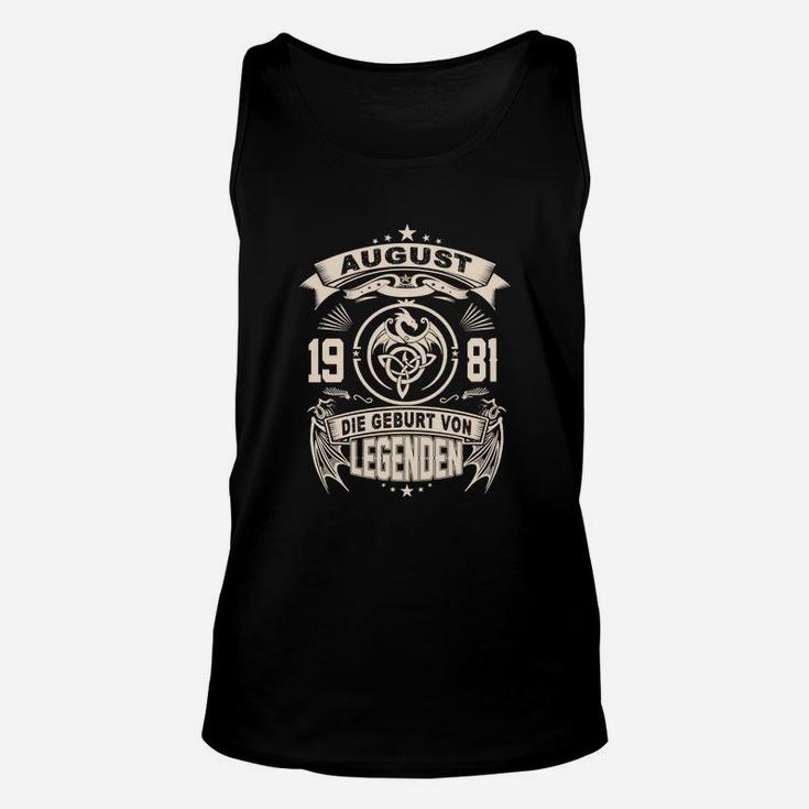 Personalisiertes Geburtstagsshirt 1981, Die Geburt von Legenden im Vintage-Stil Unisex TankTop