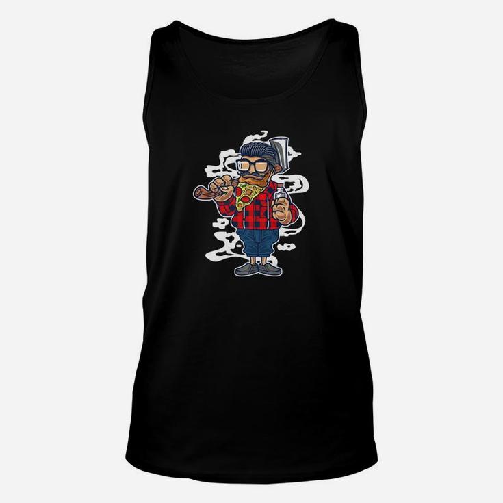 Pizza For Dad Kids Man Beard With Pizza Slice Gifts Unisex Tank Top