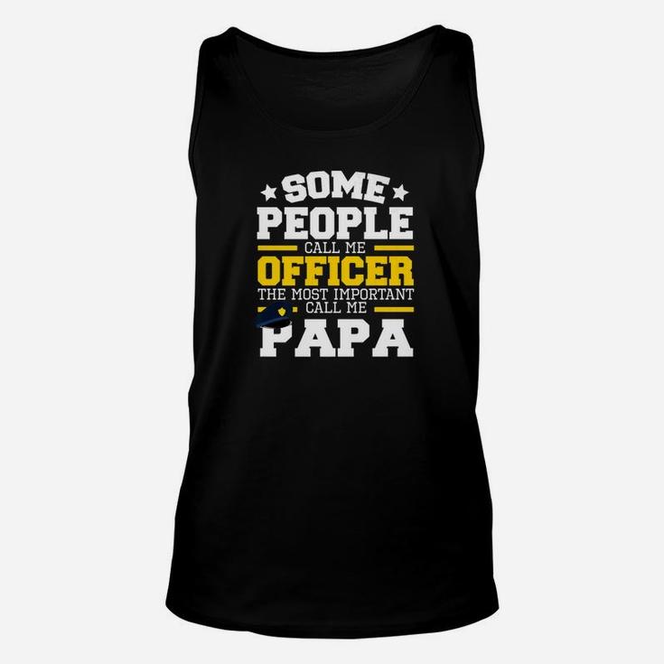 Police Officer Papa Fathers Day Gif For Grandpa Cops Unisex Tank Top