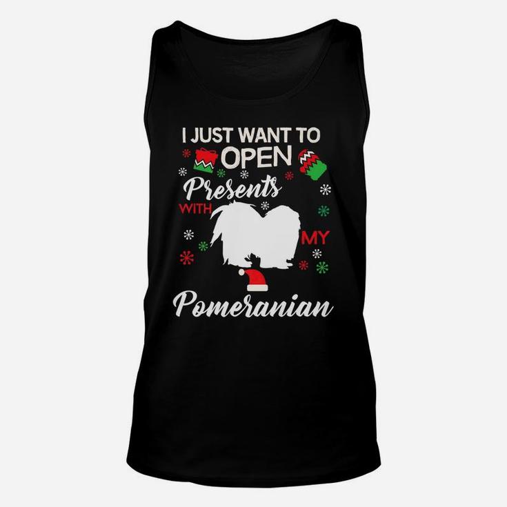 Pomeranian Christmas Clothes Open Presents Dog Gift Clothing Unisex Tank Top