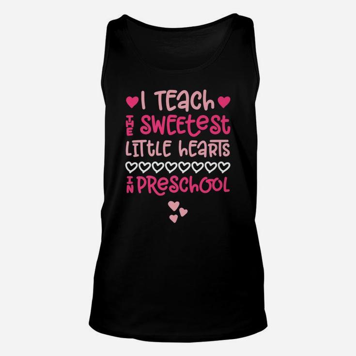 Preschool Teacher Valentine Cute Pink Hearts Teach Unisex Tank Top