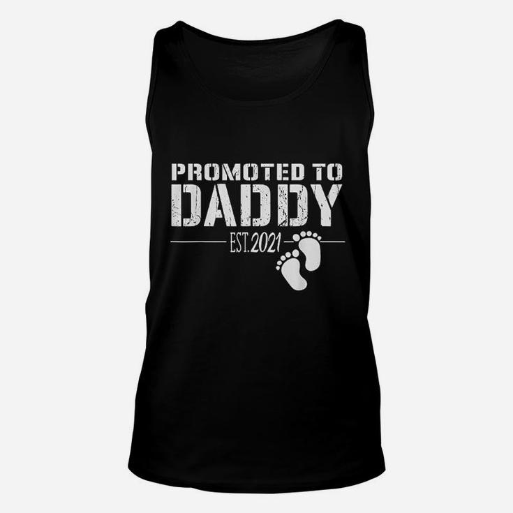 Promoted To Daddy 2021 Funny Gift For New Dad First Time Dad Unisex Tank Top