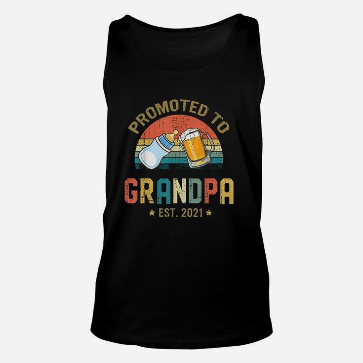 Promoted To Grandpa Est 2021 Vintage Fathers Day Unisex Tank Top