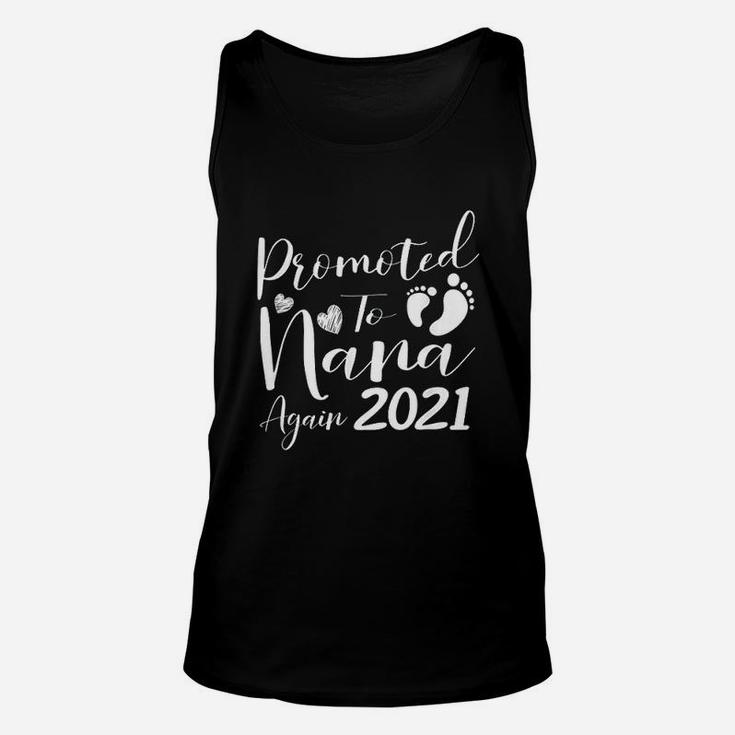 Promoted To Nana Again 2021 Grandma Baby Announcement Gift Unisex Tank Top