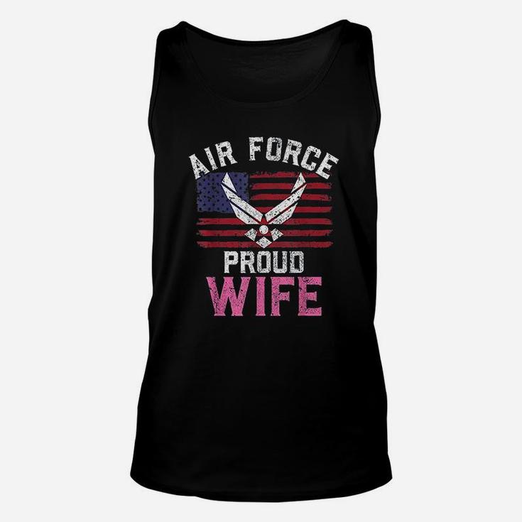 Proud Air Force Wife American Flag Veteran Gift Unisex Tank Top