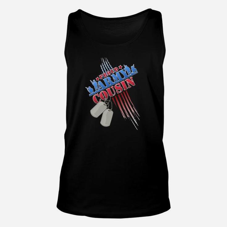 Proud Army Cousin Patriotic Usa Flag Dog Tag Unisex Tank Top
