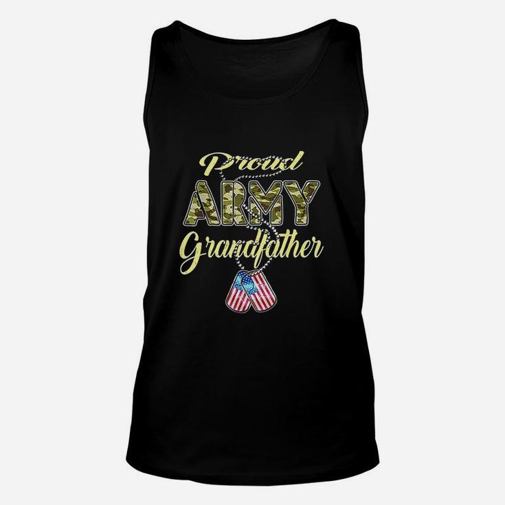 Proud Army Grandfather Us Flag Dog Tag Military Grandpa Gift Unisex Tank Top