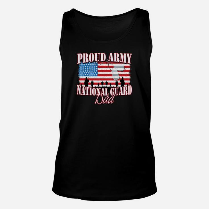 Proud Army National Guard Dad Dog Tag Flag Shirt Fathers Day Unisex Tank Top