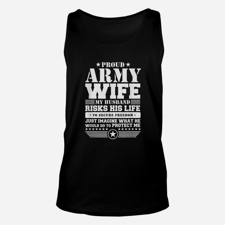 Proud Army Wife Military Wife Protects Me Unisex Tank Top
