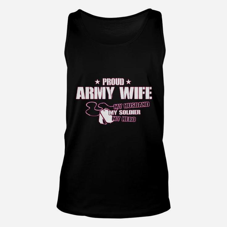Proud Army Wife My Husband Soldier Hero Missy Fit Ladies Unisex Tank Top