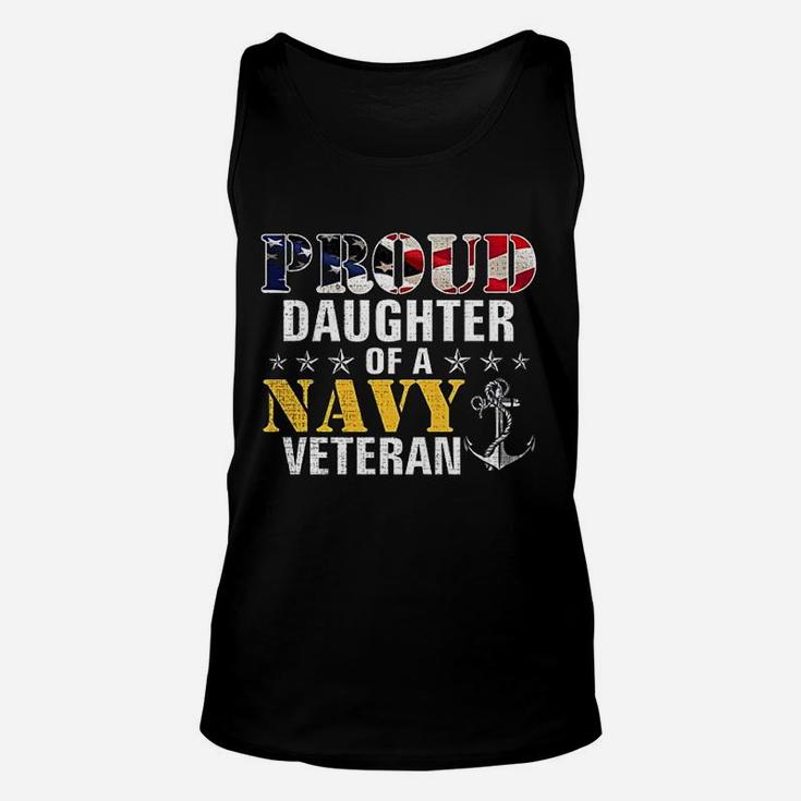 Proud Daughter Of A Navy Veteran American Flag Military Gift Unisex Tank Top