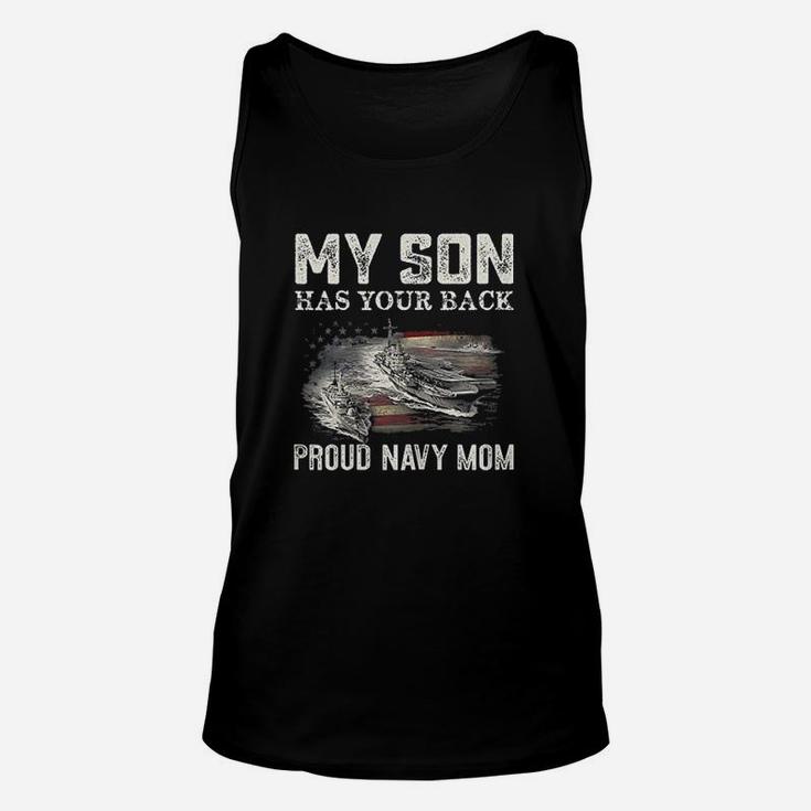 Proud Navy Mom My Son Has Your Back America Mothers Day Unisex Tank Top