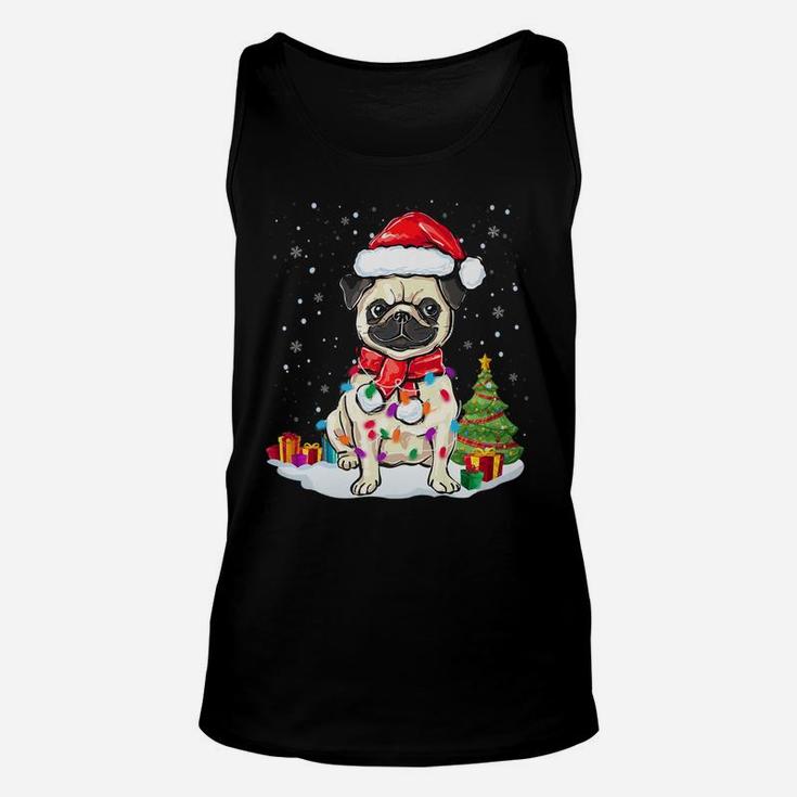 Pug Christmas Lights Funny Pug Dog Pajamas Gifts Unisex Tank Top