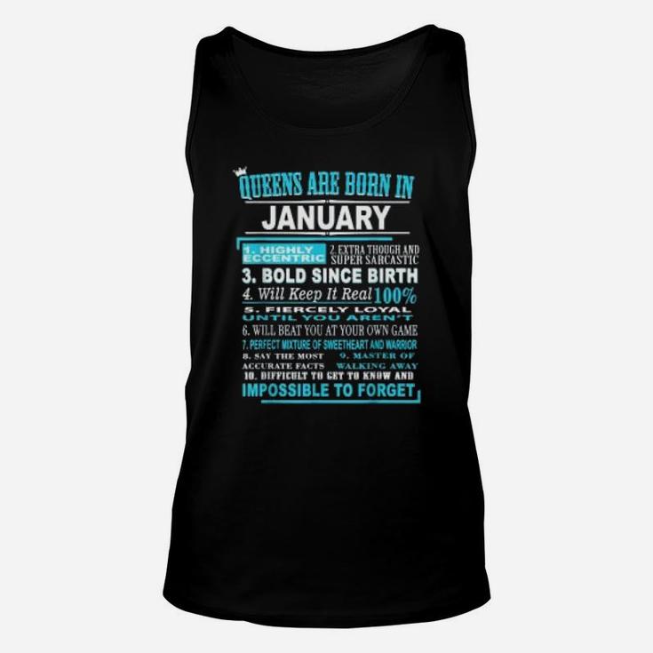 Queens Are Born In January - 10 Facts Born In January Unisex Tank Top